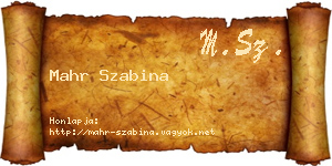 Mahr Szabina névjegykártya